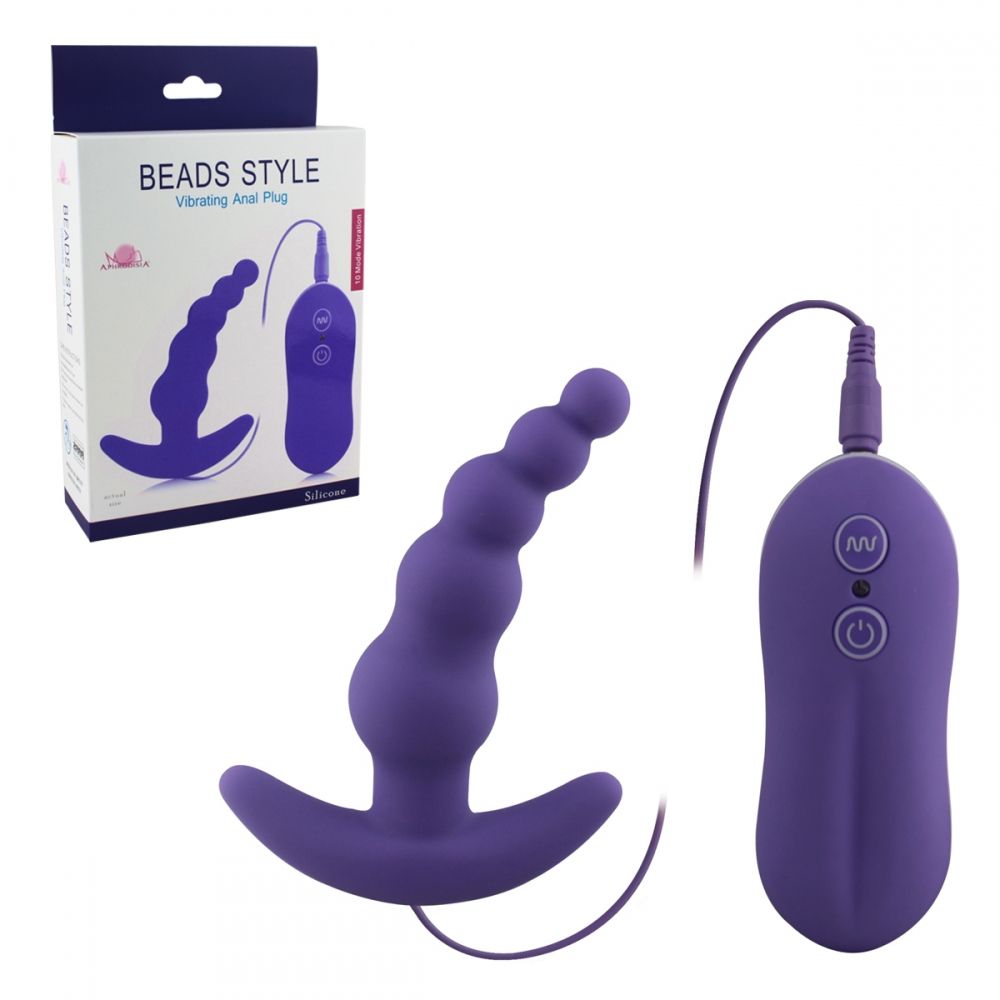 Купить Фиолетовый вибростимулятор Beads Style для анальной стимуляции - 11 см. в Москве.