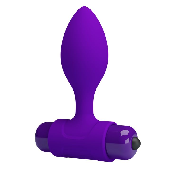 Купить Фиолетовая анальная пробка с мощной вибрацией Vibra - 8,6 см. в Москве.