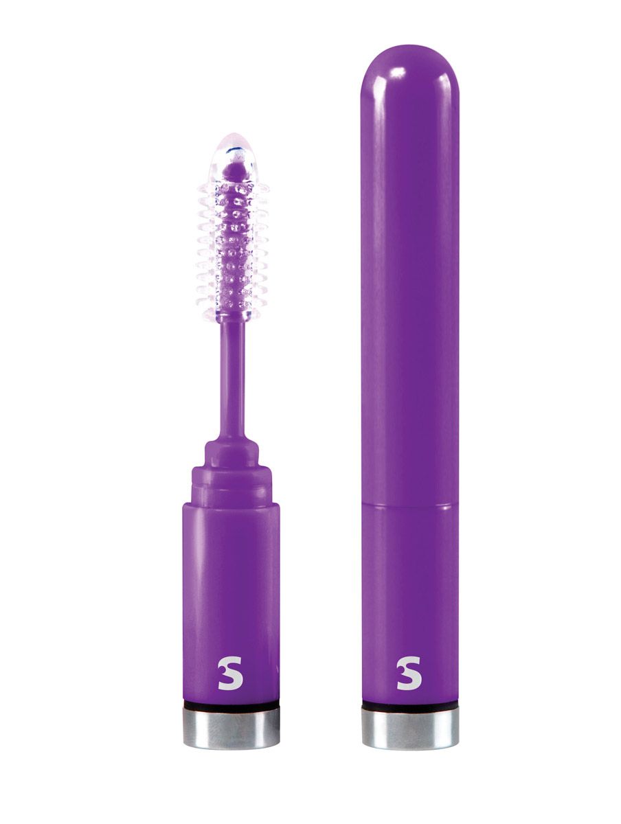 Купить Фиолетовый мини-вибратор Eyelash Curler Brush в виде туши для ресниц - 13 см. в Москве.