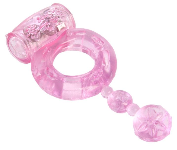 Купить Розовое эрекционное кольцо с вибратором и хвостом в Москве.