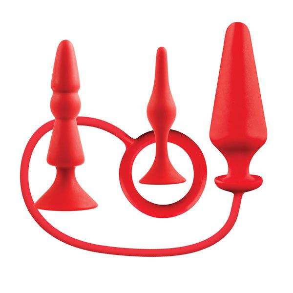 Купить Набор из 3 красных анальных втулок BACK UP SILICONE ANAL KIT в Москве.