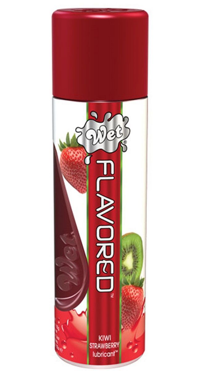 Купить Лубрикант Wet Flavored Kiwi Strawberry с ароматом киви и клубники - 106 мл. в Москве.