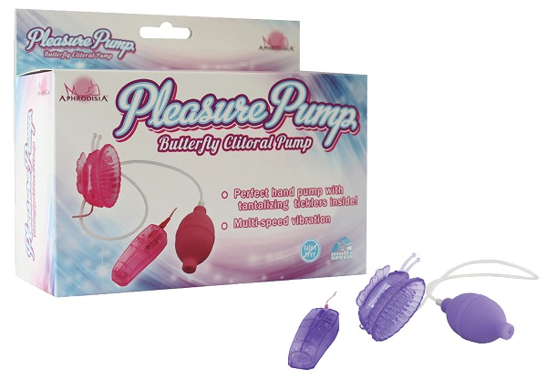 Купить Фиолетовая помпа с вибрацией Pleasure Pump Butterfly Clitoral в Москве.