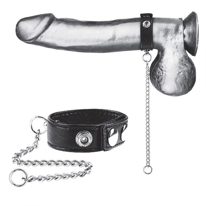 Купить Утяжка на пенис с поводком Snap Cock Ring With 12  Leash в Москве.