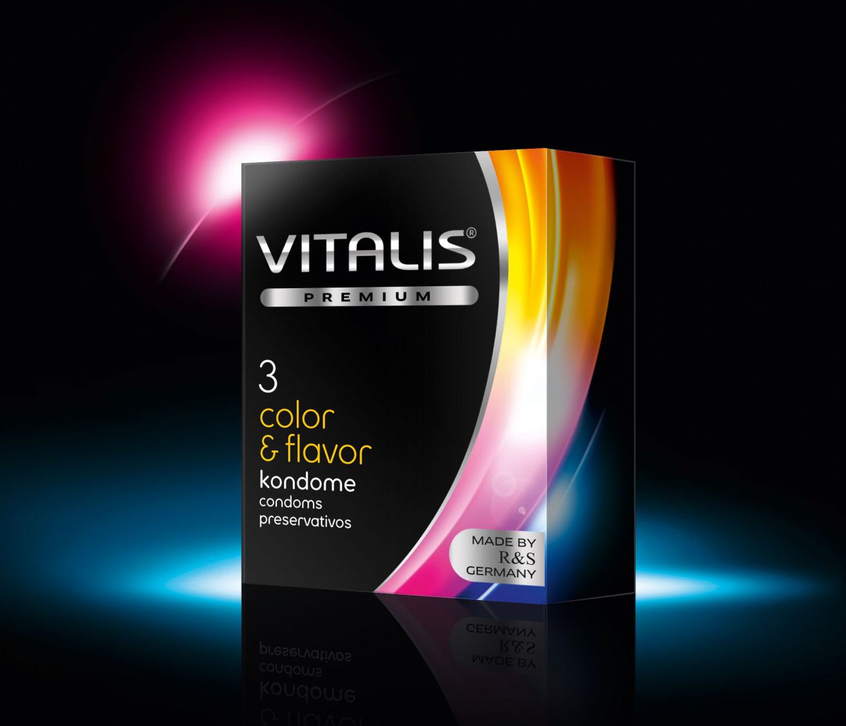 Купить Цветные ароматизированные презервативы VITALIS premium №3 Color   flavor - 3 шт. в Москве.