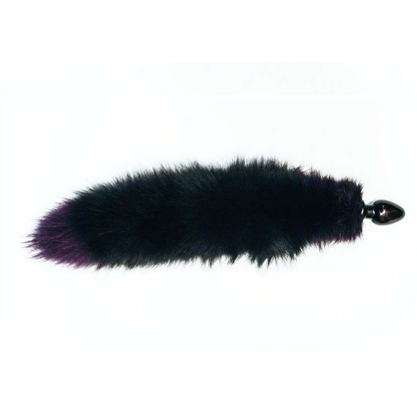 Купить Черная анальная пробка с фиолетовым лисьим хвостом в Москве.