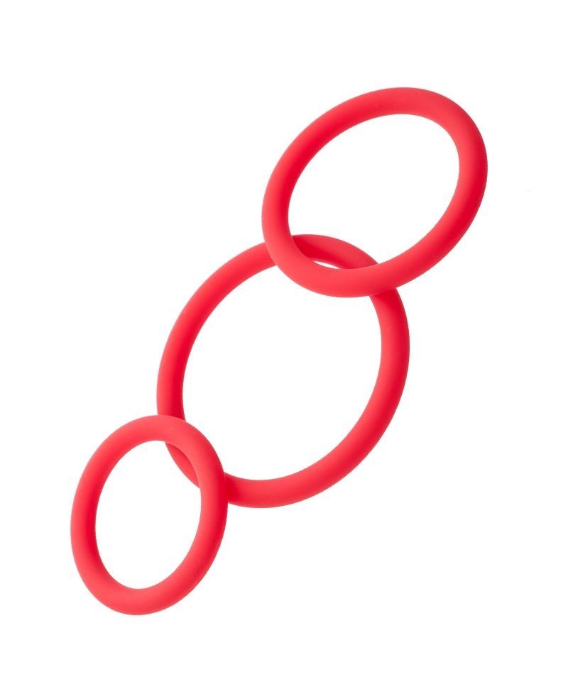 Купить Набор из 3 красных эрекционных колец различного диаметра в Москве.