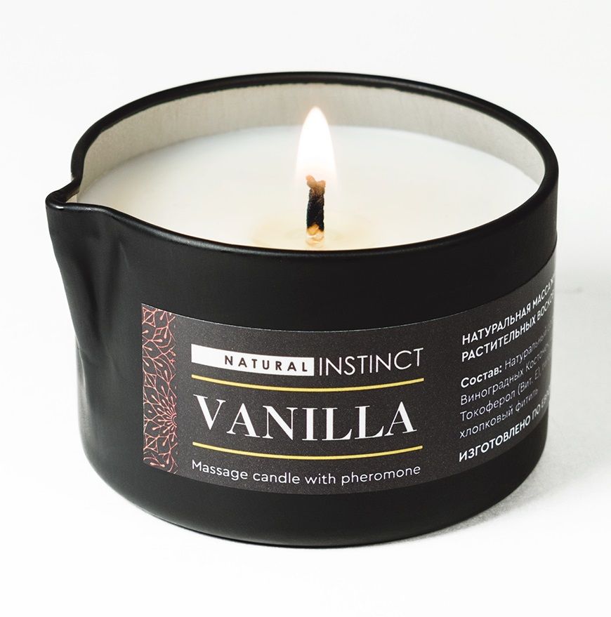 Купить Массажная свеча с феромонами Natural Instinct VANILLA - 70 мл. в Москве.