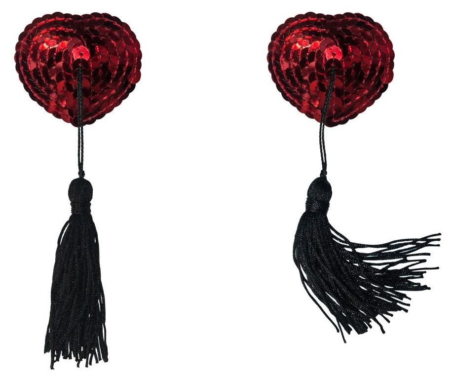 Купить Красные пэстисы-сердечки Gipsy с черными кисточками в Москве.