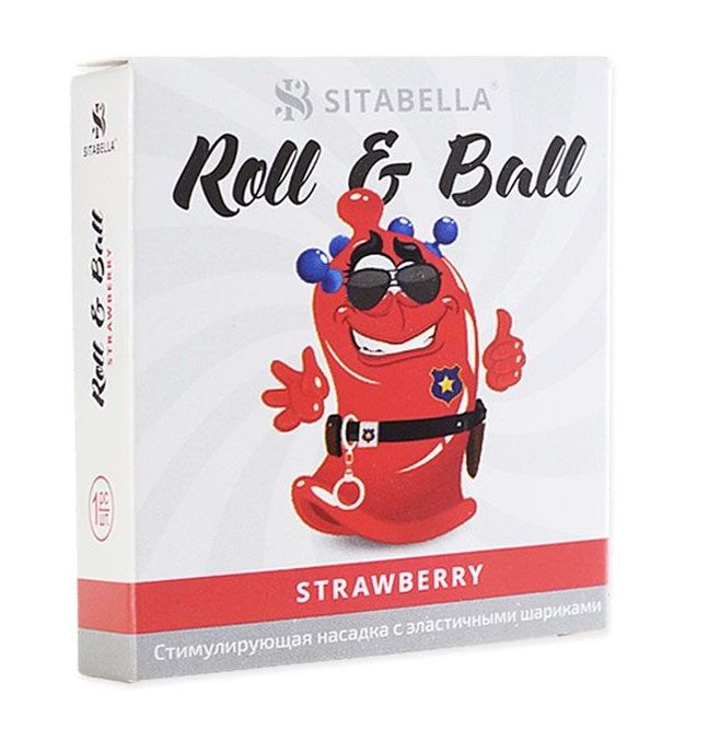 Купить Стимулирующий презерватив-насадка Roll   Ball Strawberry в Москве.