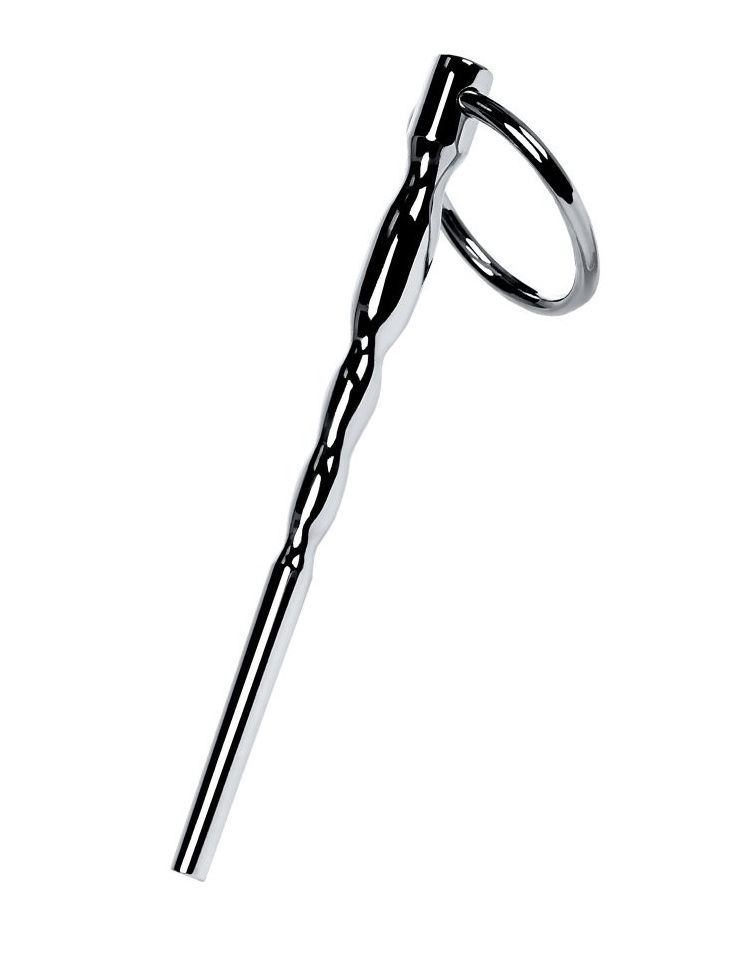 Купить Серебристый уретральный плаг елочка с кольцом с основании Metal - 10,5 см. в Москве.
