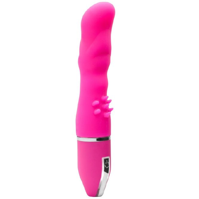 Купить Розовый вибратор PURRFECT SILICONE DELUXE VIBE с шипиками в основании - 15 см. в Москве.