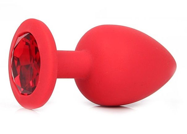 Купить Красная силиконовая пробка с красным кристаллом размера M - 8 см. в Москве.