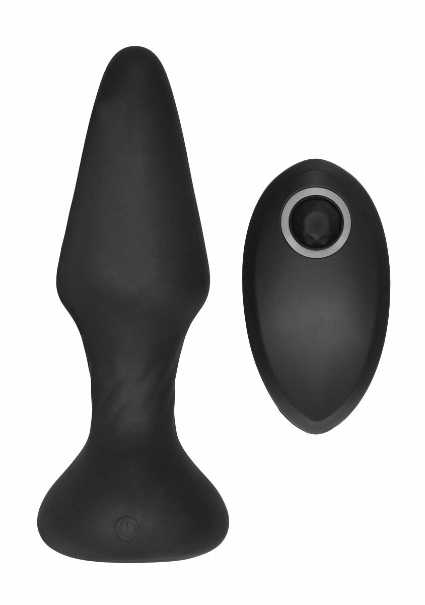 Купить Черный анальный вибромассажер N 81 Rechargeable Remote Controlled Butt Plug - 14 см. в Москве.