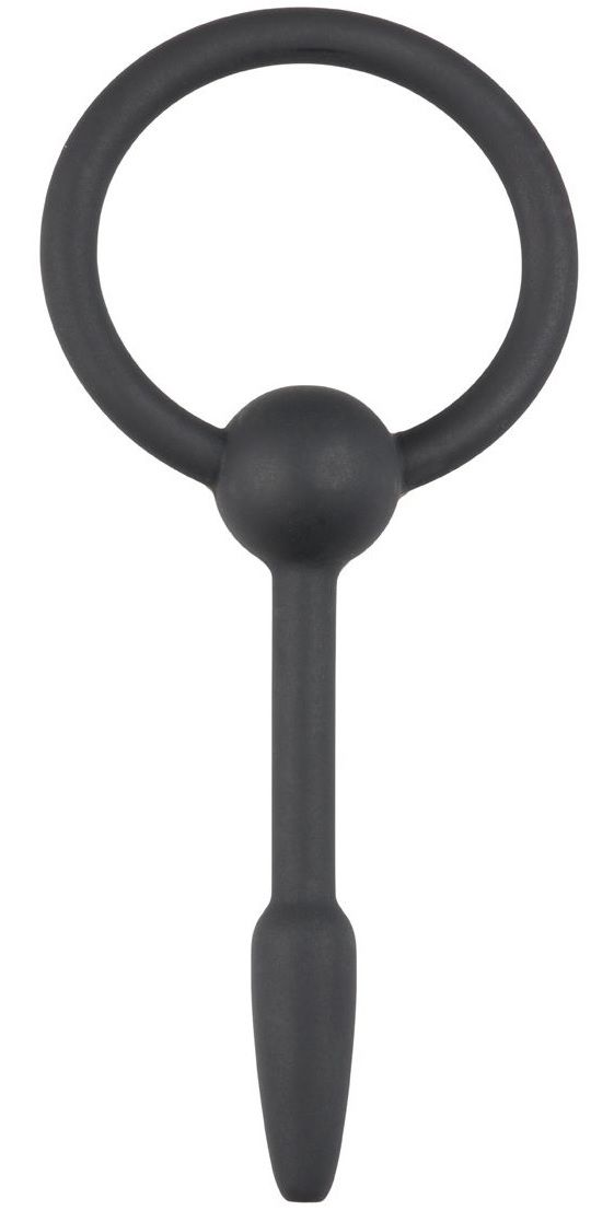 Купить Черный уретральный расширитель Small Silicone Penis Plug With Pull Ring - 10,5 см. в Москве.