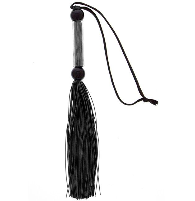 Купить Чёрная мини-плеть из силикона и акрила SILICONE FLOGGER WHIP - 25,6 см. в Москве.