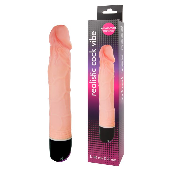 Купить Реалистичный фаллоимитатор с ротацией Realistic Cock Vibe - 23,5 см. в Москве.