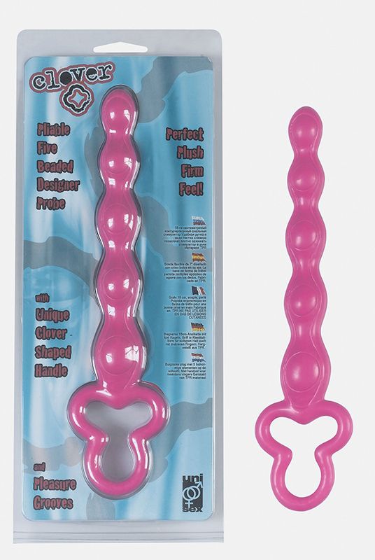 Купить Розовая анальная цепочка Clover Anal Rod - 18 см. в Москве.