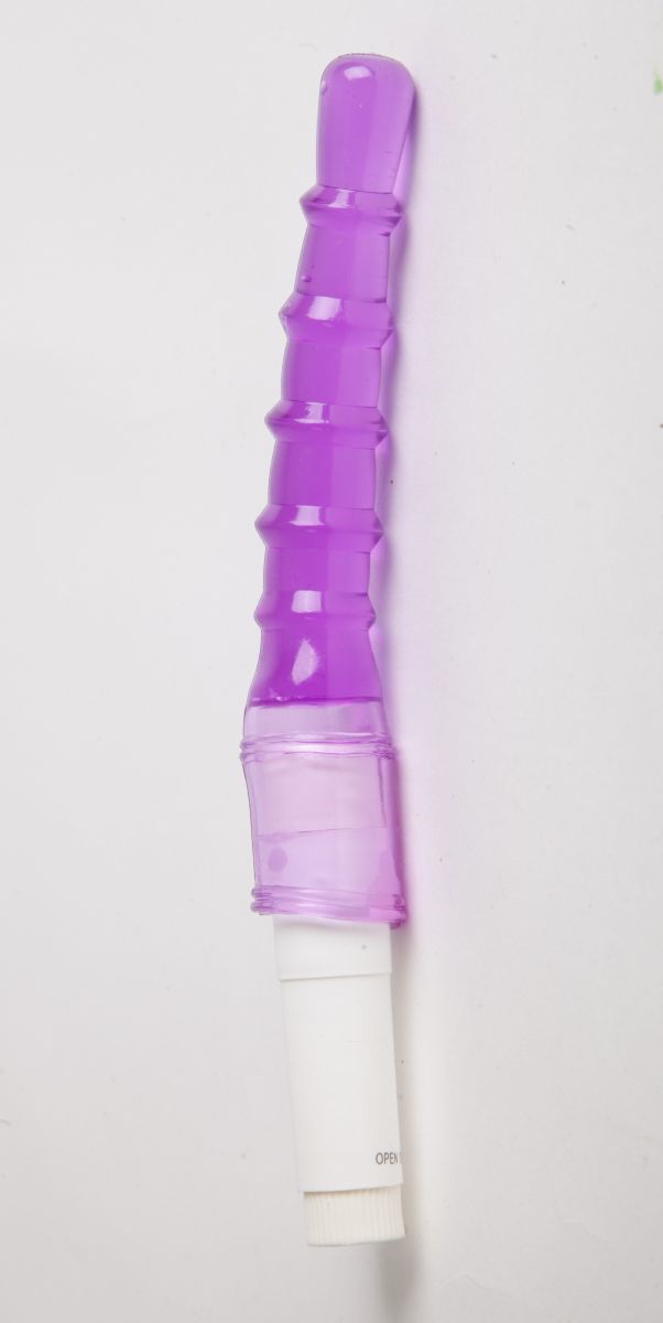 Купить Фиолетовый анальный вибратор с рёбрышками - 23 см. в Москве.