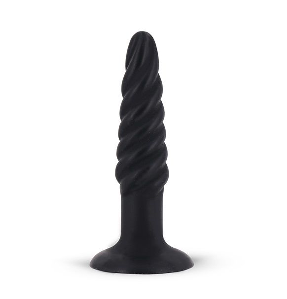 Купить Анальная пробка со спиралевидным рельефом MENZSTUFF SPIRAL PLUG BLACK - 11,5 см. в Москве.