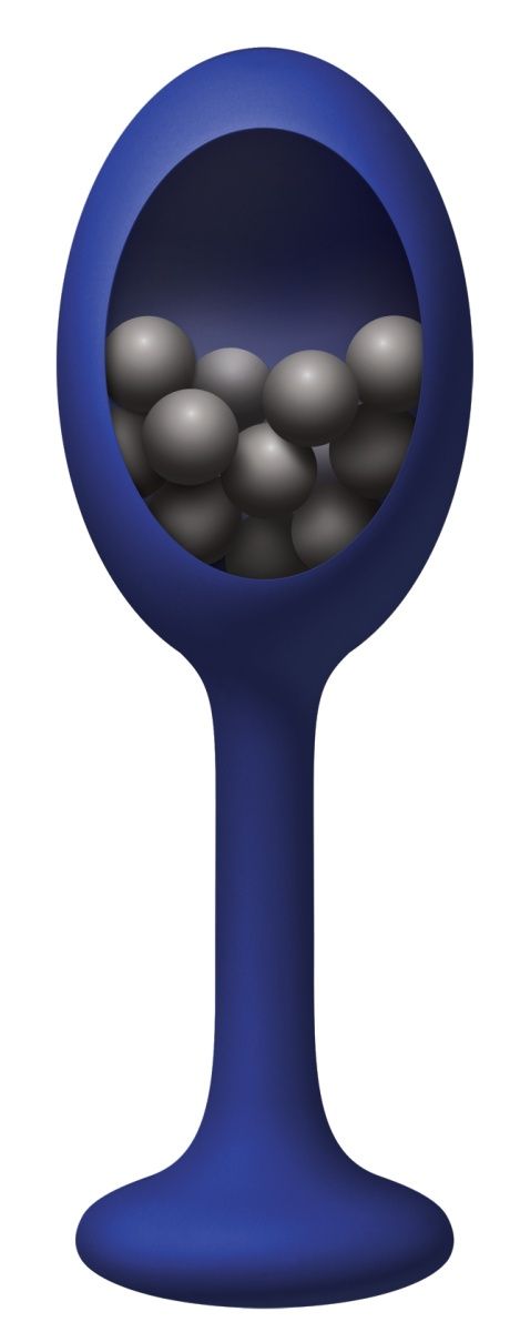 Купить Синяя анальная пробка с шариками внутри Rattler - 12,7 см. в Москве.