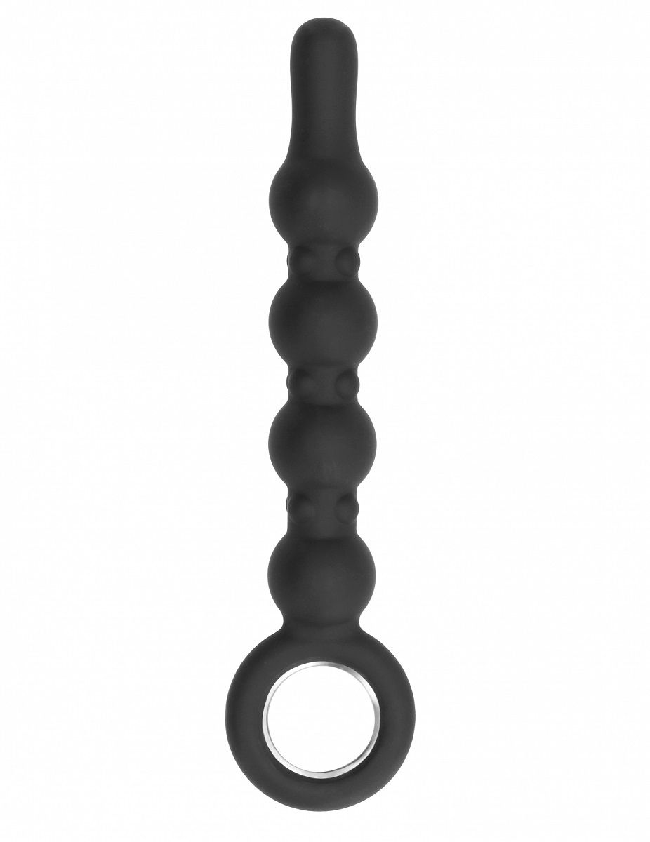 Купить Чёрный анальный стимулятор No.59 Dildo With Metal Ring - 22,5 см. в Москве.