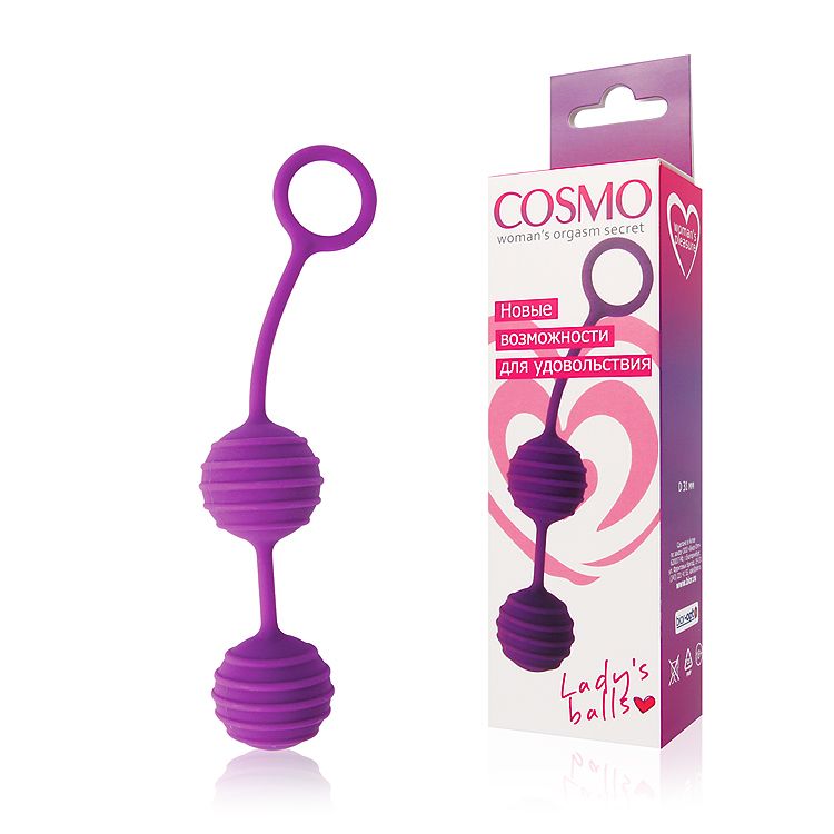 Купить Фиолетовые вагинальные шарики с ребрышками Cosmo в Москве.