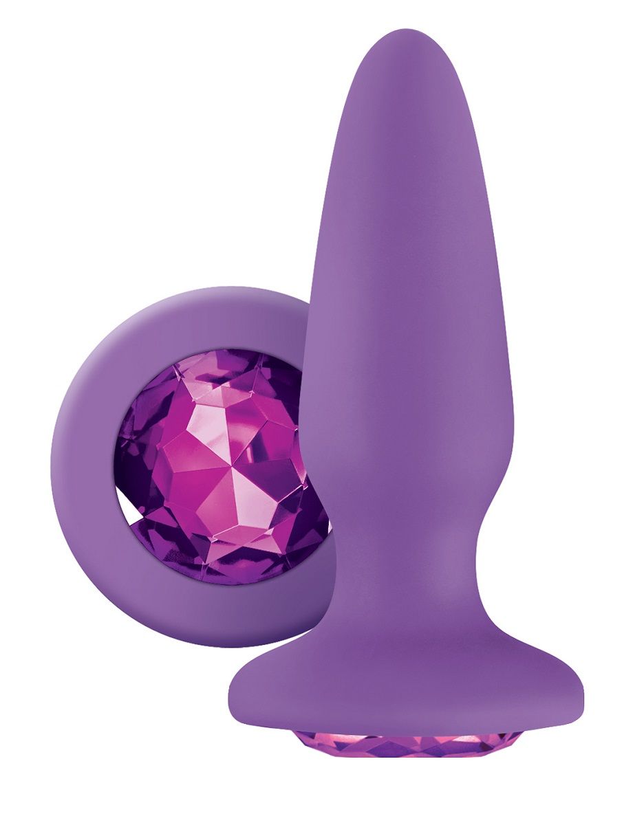 Купить Фиолетовая анальная пробка с фиолетовым кристаллом Glams Purple Gem - 10,4 см. в Москве.