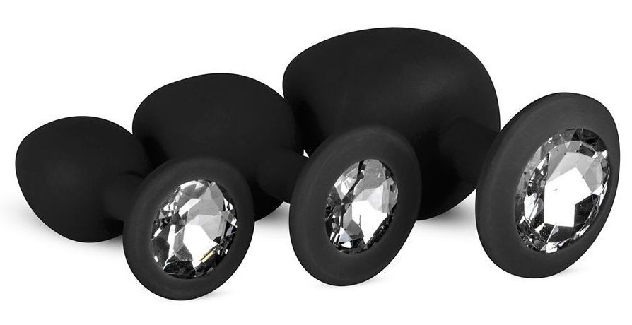 Купить Набор из 3 черных анальных пробок со стразами Diamond Plug Set в Москве.