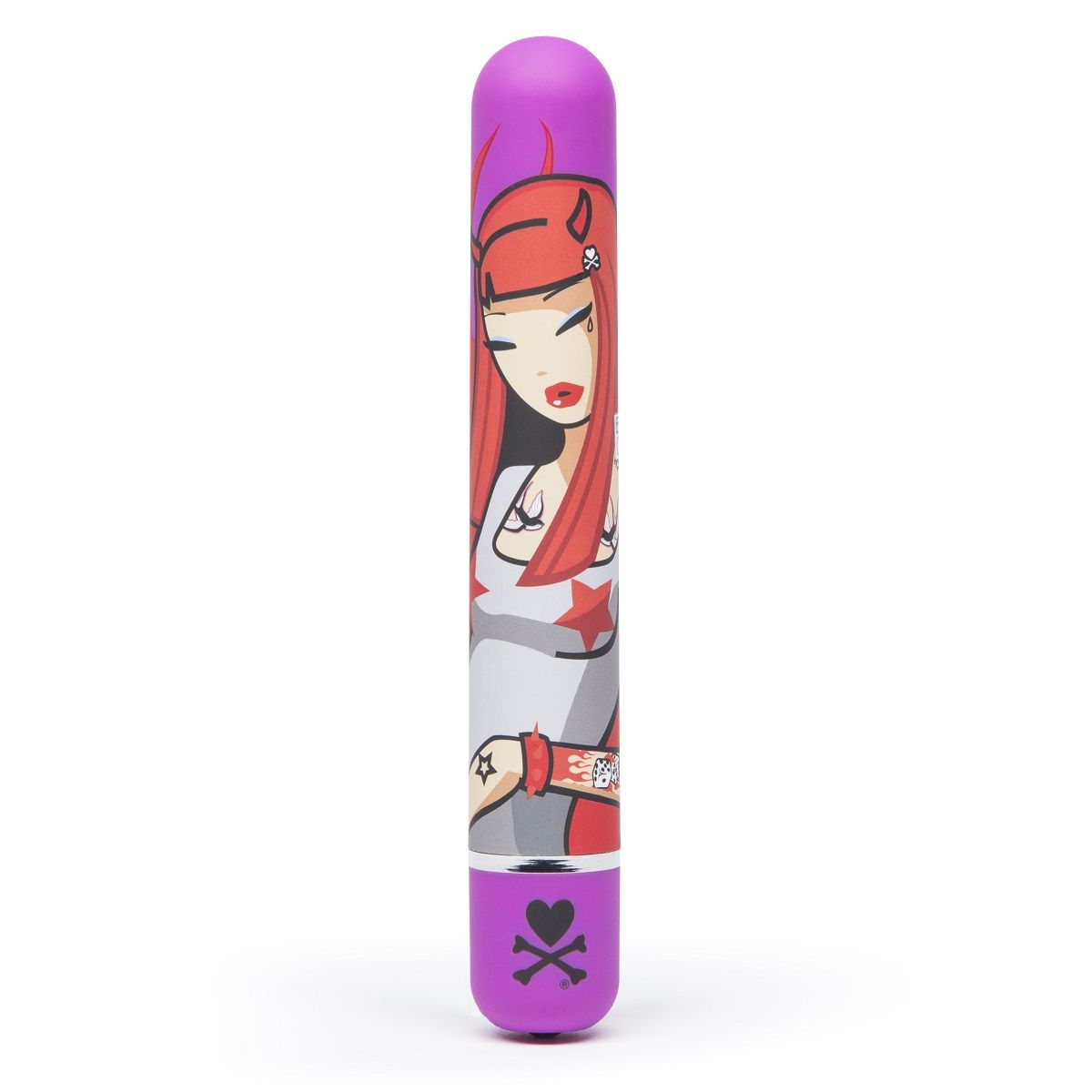 Купить Фиолетовый вибратор с принтом CLASSIC VIBRATOR PURPLE DEVIL WOMAN - 18,4 см. в Москве.