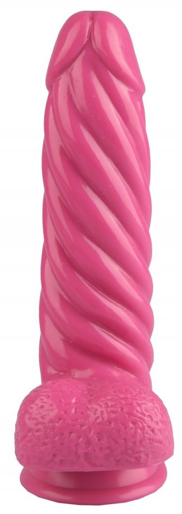 Купить Розовый реалистичный винтообразный фаллоимитатор на присоске - 21 см. в Москве.