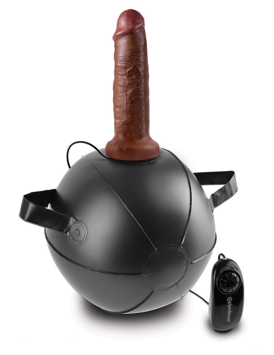 Купить Мини-мяч с фаллической насадкой коричневого цвета и вибрацией Vibrating Mini Sex Ball with 7  Dildo - 17,7 см. в Москве.