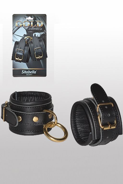 Купить Кожаные наручники с круглым карабином Sitabella Gold Collection в Москве.