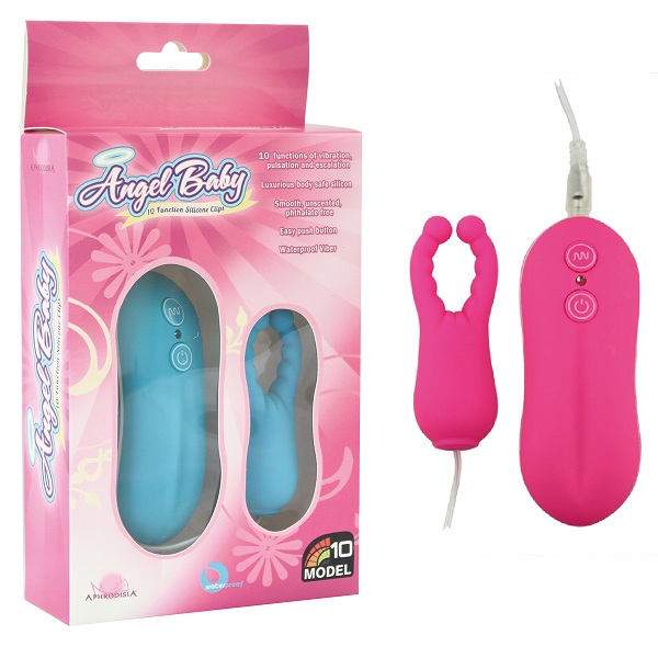 Купить Розовый вибростимулятор с усиками Angel Baby NIpple Cock clips в Москве.
