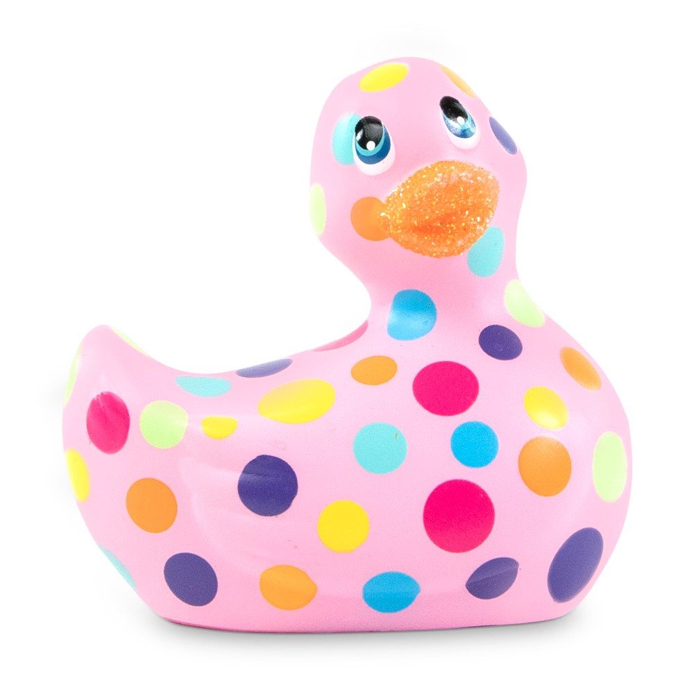 Купить Розовый вибратор-уточка I Rub My Duckie 2.0 Happiness в разноцветный горох в Москве.