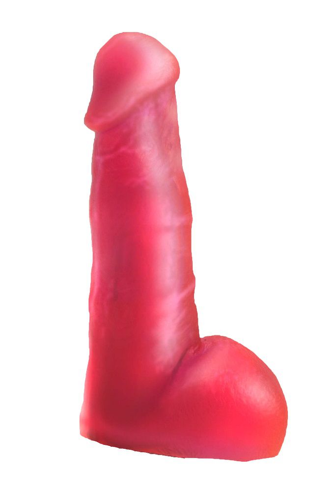 Купить Розовая гелевая насадка с мошонкой для страпона - 17,8 см. в Москве.