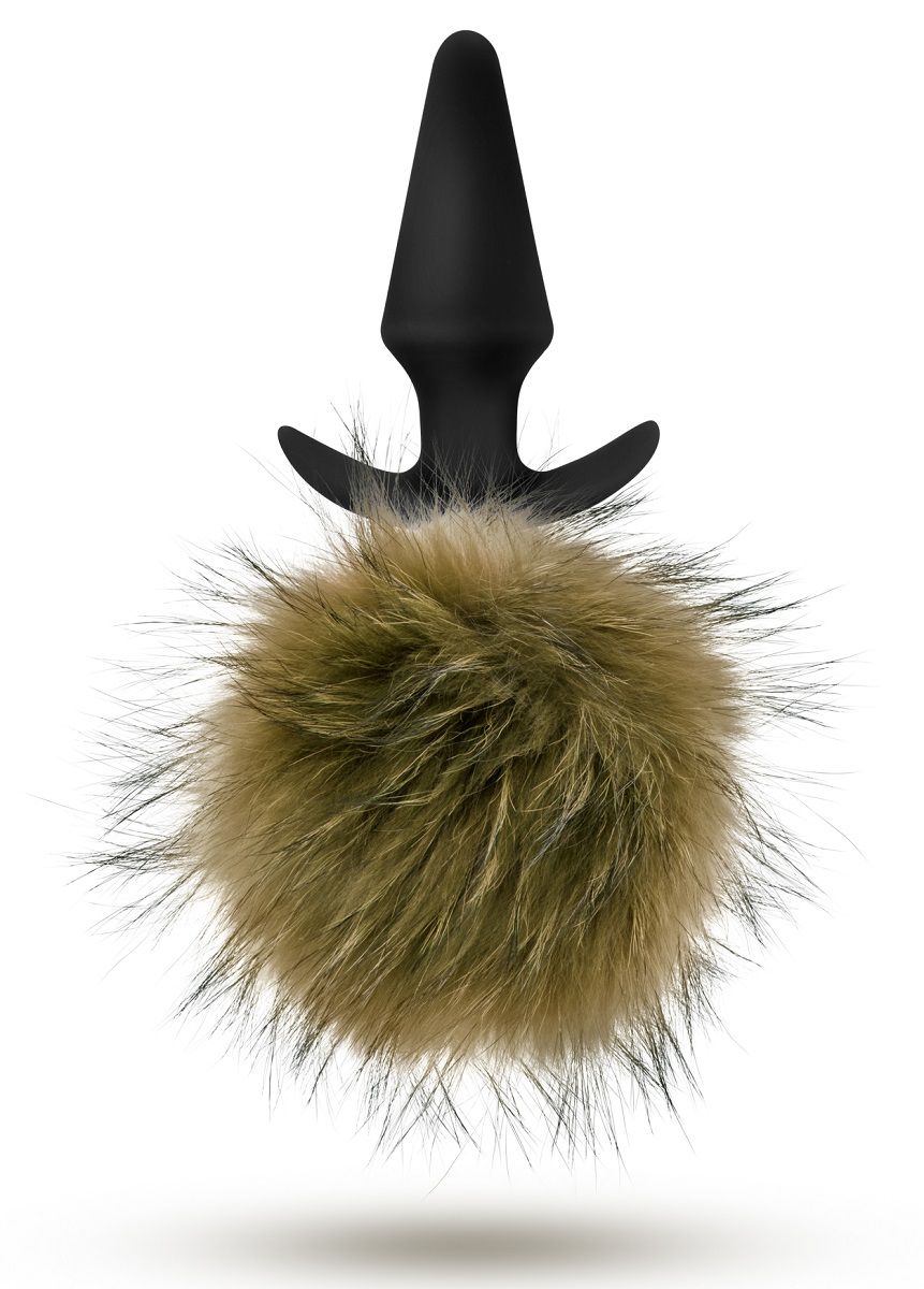 Купить Силиконовая анальная пробка с дымчатым заячьим хвостом Fur Pom Pom - 12,7 см. в Москве.