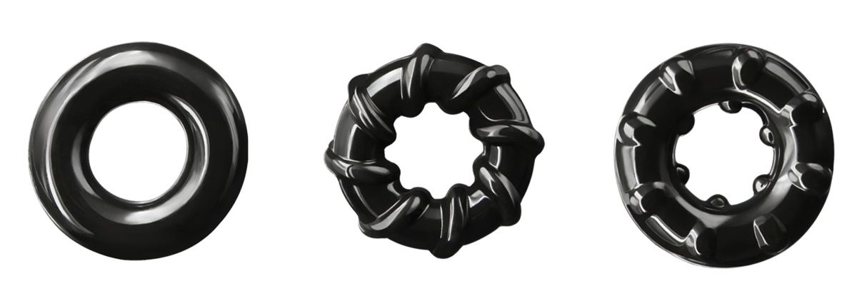 Купить Набор из 3 черных эрекционных колец Dyno Rings в Москве.