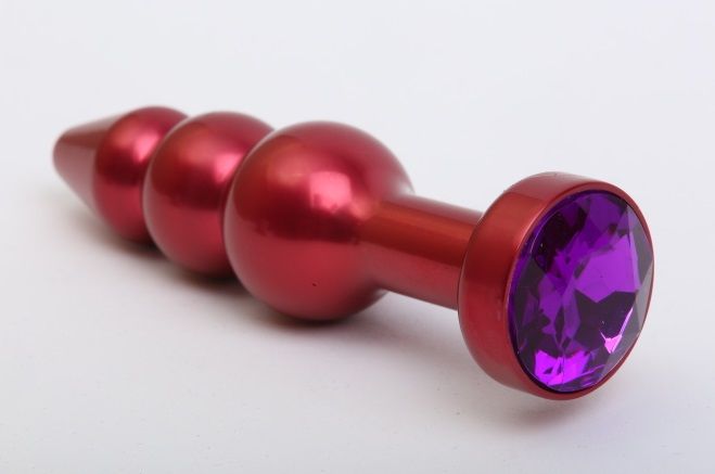 Купить Красная анальная ёлочка с фиолетовым кристаллом - 11,2 см. в Москве.