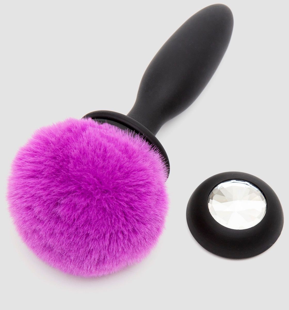 Купить Черная анальная вибропробка Rechargeable Vibrating Bunny Tail Butt Plug Small в Москве.