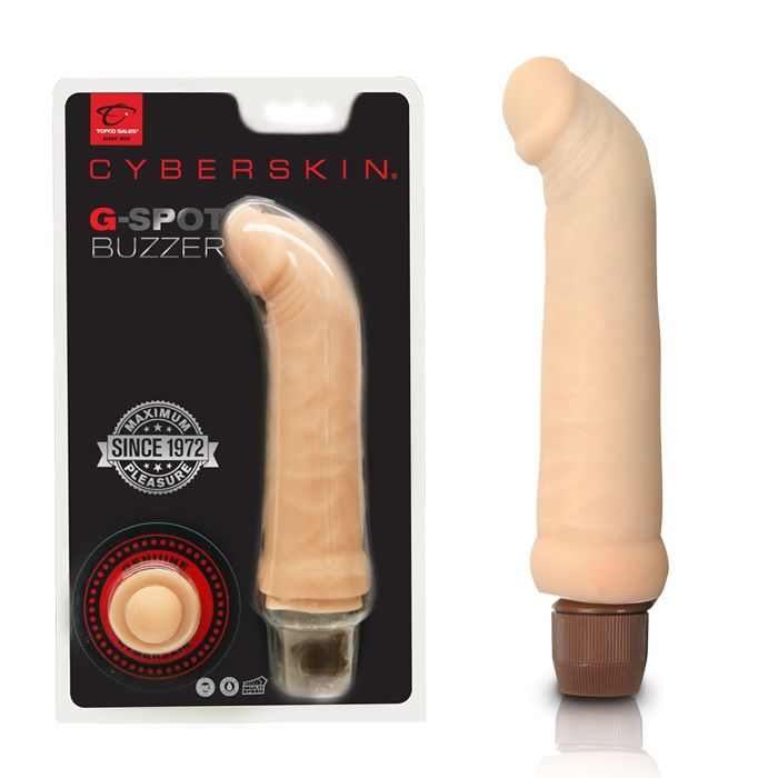 Купить Телесный вибратор для G-точки CyberSkin G-Spot Buzzer Light  - 19 см. в Москве.