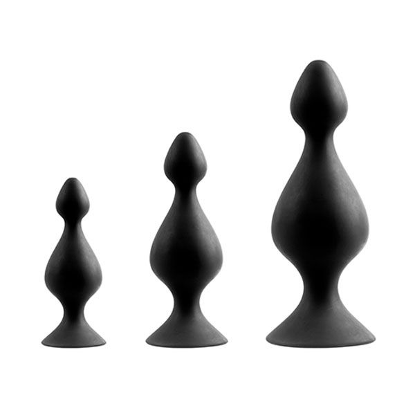 Купить Набор из 3 чёрных анальных силиконовых втулок MENZSTUFF 3-PIECE ANAL PAWN SET в Москве.