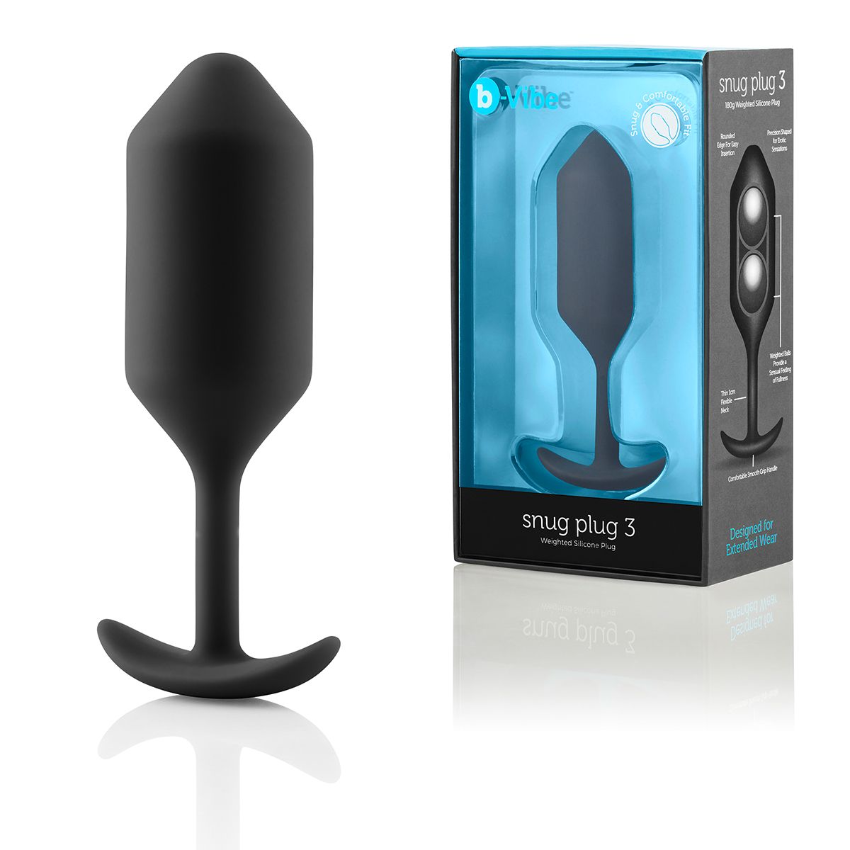 Купить Чёрная пробка для ношения B-vibe Snug Plug 3 - 12,7 см. в Москве.