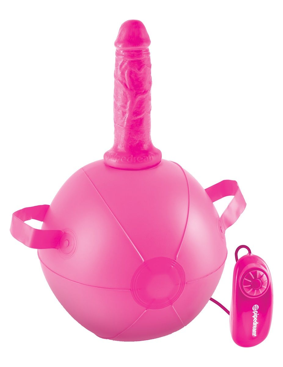 Купить Розовый надувной мяч с вибронасадкой Vibrating Mini Sex Ball - 15,2 см. в Москве.