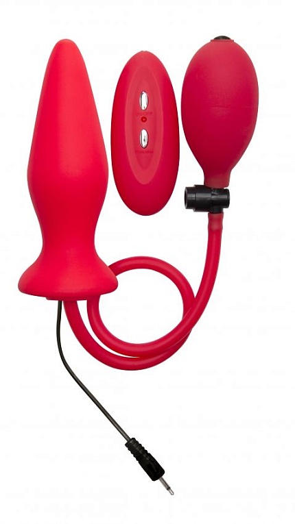 Купить Красный анальный стимулятор с функцией расширения и вибрацией Inflatable Vibrating Silicone Plug - 12,2 см. в Москве.