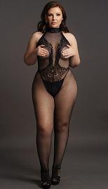 Купить Кэтсьюит с доступом High Neck Fishnet And Lace Bodystocking в Москве.