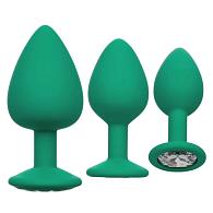 Купить Набор из трёх зеленых анальных пробок с кристаллом Cheeky Gems в Москве.