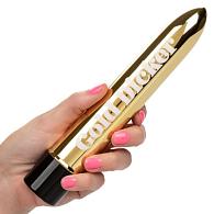 Купить Золотистый классический вибратор Naughty Bits Gold Dicker Personal Vibrator - 19 см. в Москве.