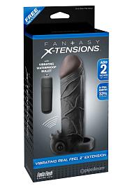 Купить Чёрная вибронасадка с кольцом Vibrating Real Feel 2 Extension - 16 см. в Москве.