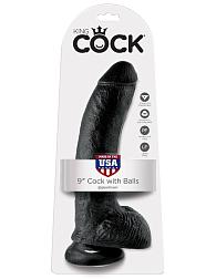 Купить Чёрный фаллоимитатор 9  Cock with Balls - 22,9 см. в Москве.